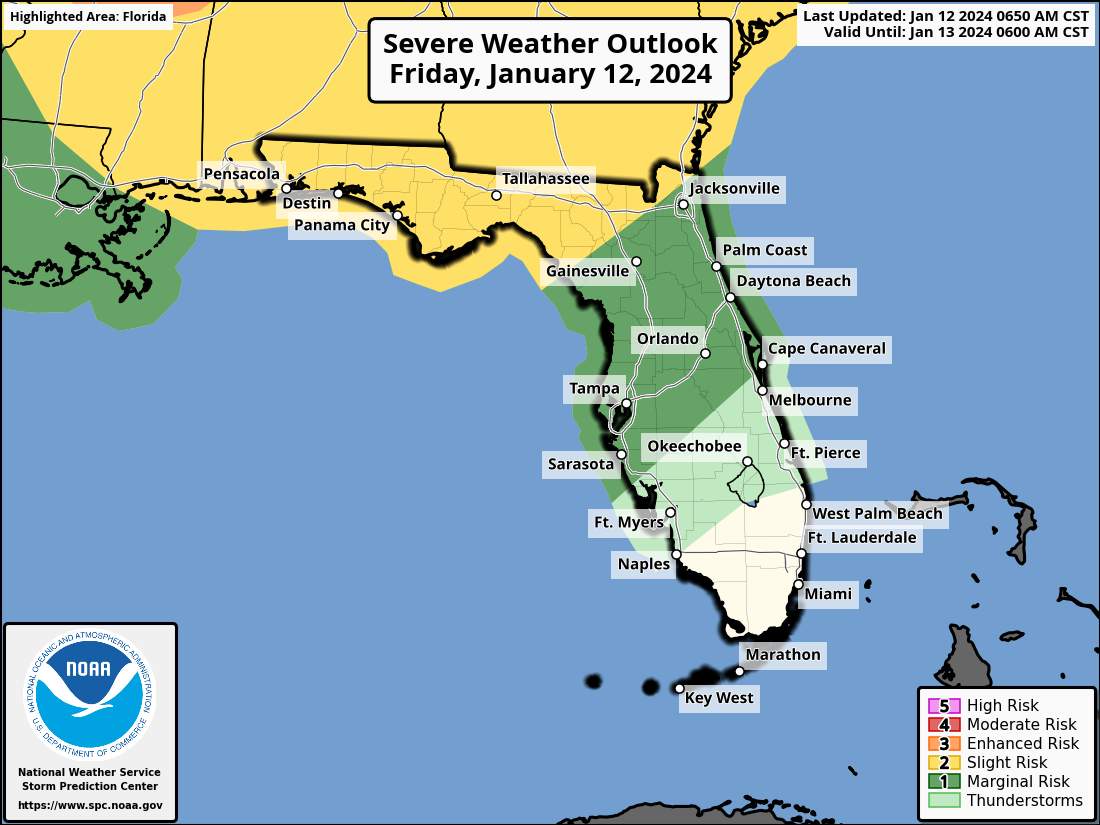 National Weather Service Issues Severe Weather Outlook For Florida