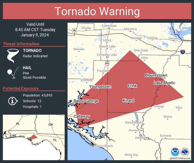 Tornado Warning Issued For Florida Panhandle