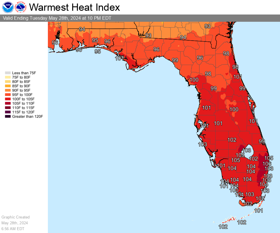 Excessive Heat, Thunderstorms For Florida On Tuesday, May 28, 2024