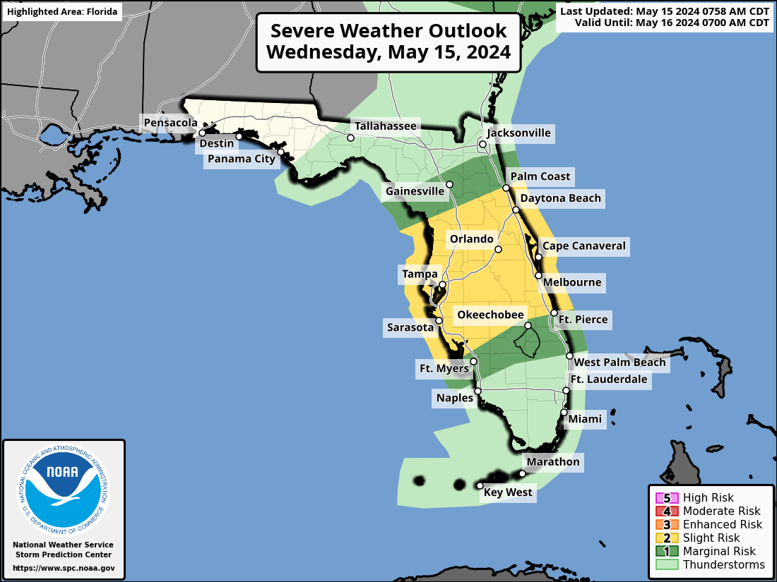 Severe Thunderstorms, Hail, Tornadoes Possible For Florida