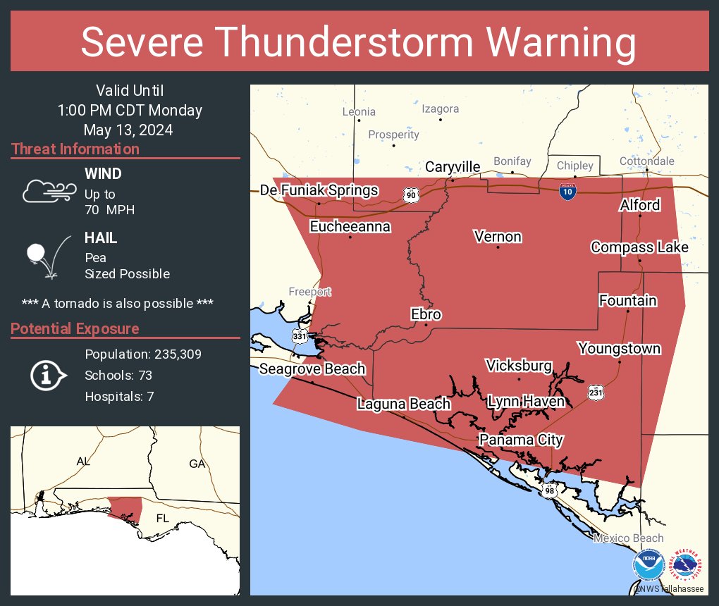 Severe Thunderstorm Warning For Panama City, Florida