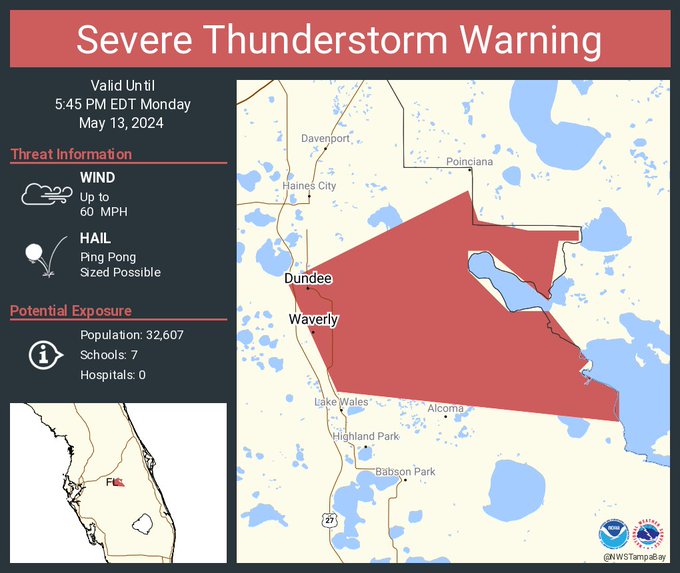 Severe Thunderstorm Warning For Central Polk County