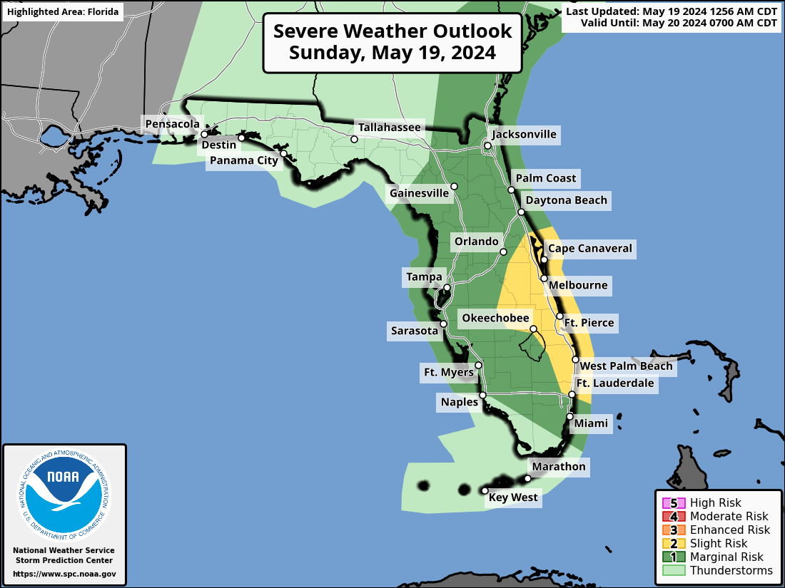 Large Hail, Tornadoes, Severe Weather, Possible Across Florida