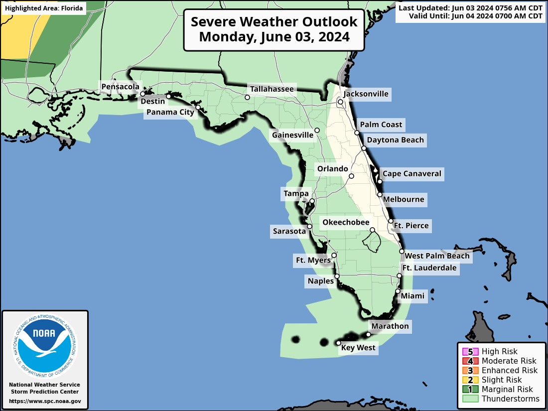 Thunderstorms Possible Across Florida