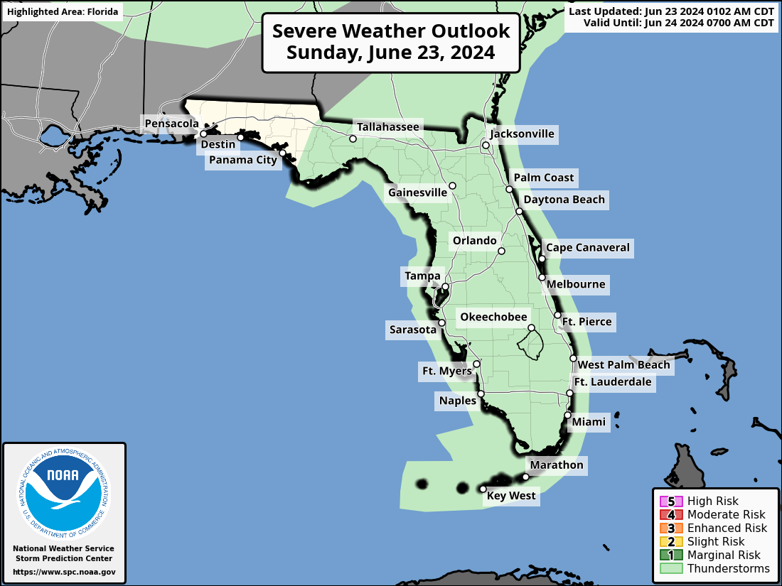 Thunderstorms, Rip Currents For Florida