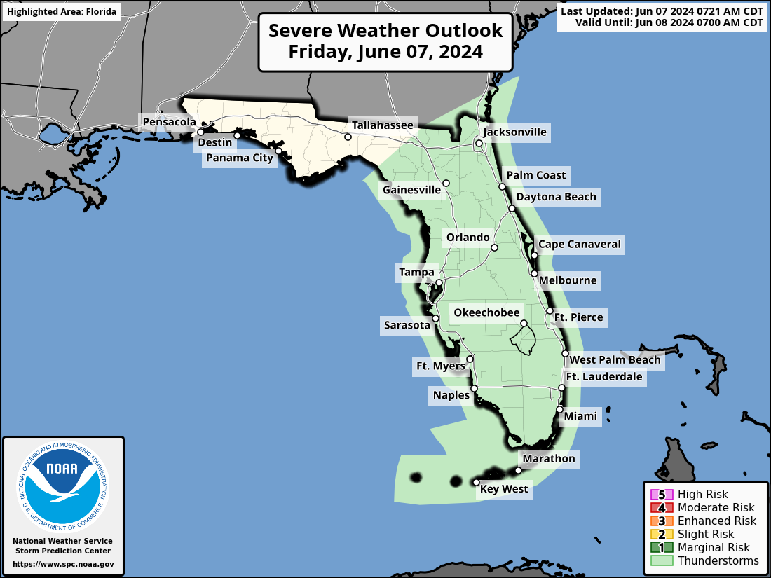 Excessive Heat, Thunderstorms,  Hail For Florida