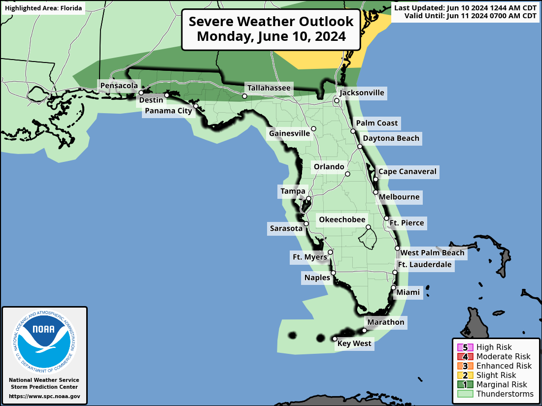 Thunderstorms Possible For Most Of Florida