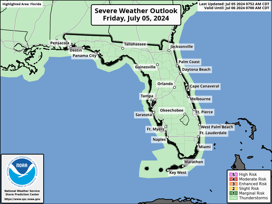 Thunderstorms, Excessive Heat For Florida On 4th of July Weekend