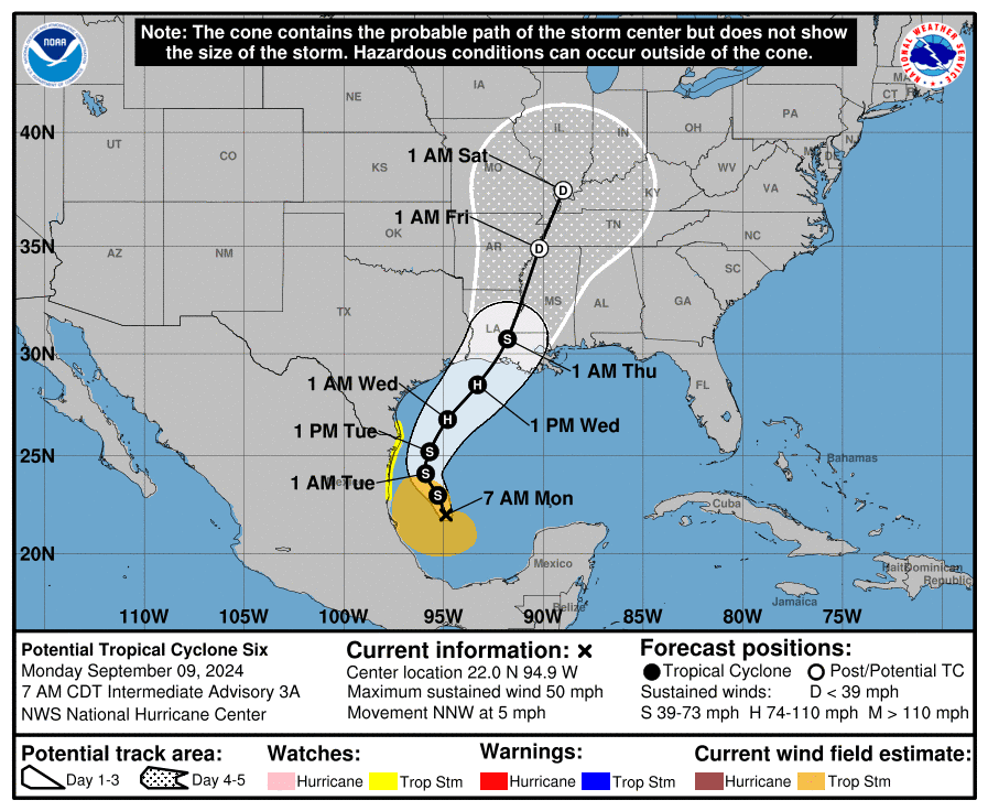 Potential Tropical Cyclone 6 Track Off Texas, Spaghetti Models