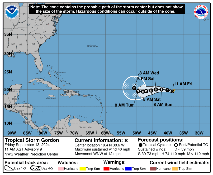 NHC: Tropical Storm Gordon Projected Path, Spaghetti Models