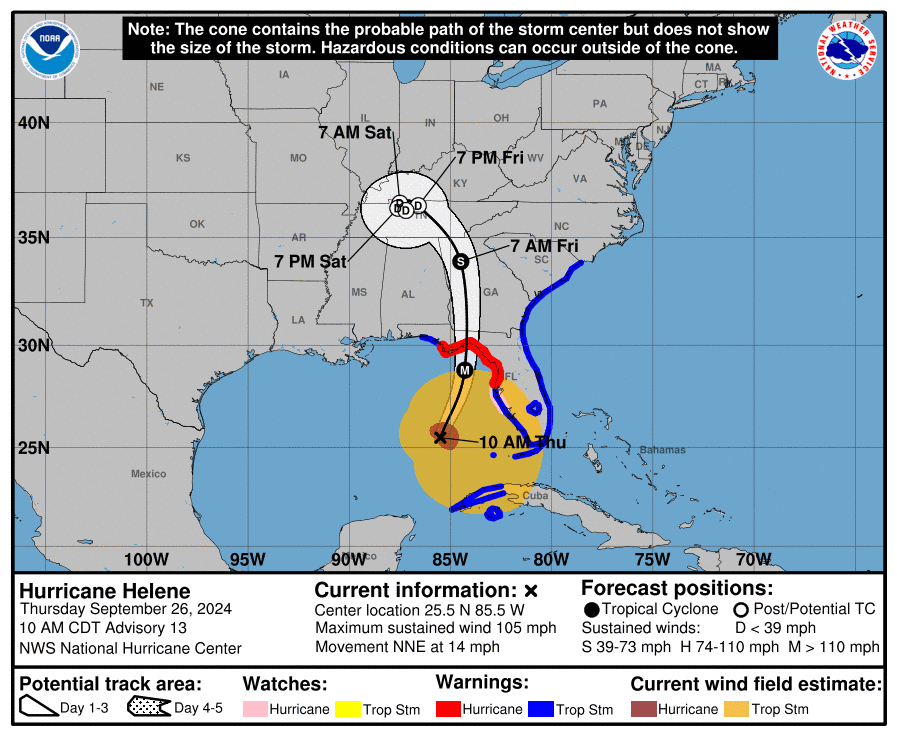 NHC:  Hurricane Helene Projected Path To Florida, Spaghetti Models