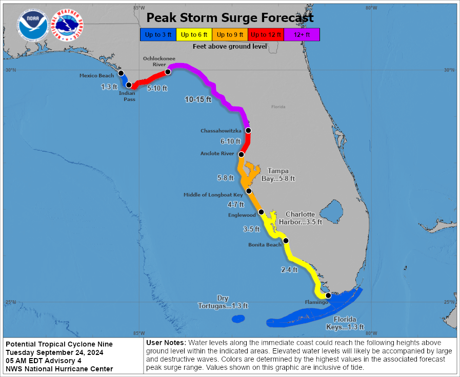 Storm Surge and Hurricane Watch Issued For Florida Gulf Coast