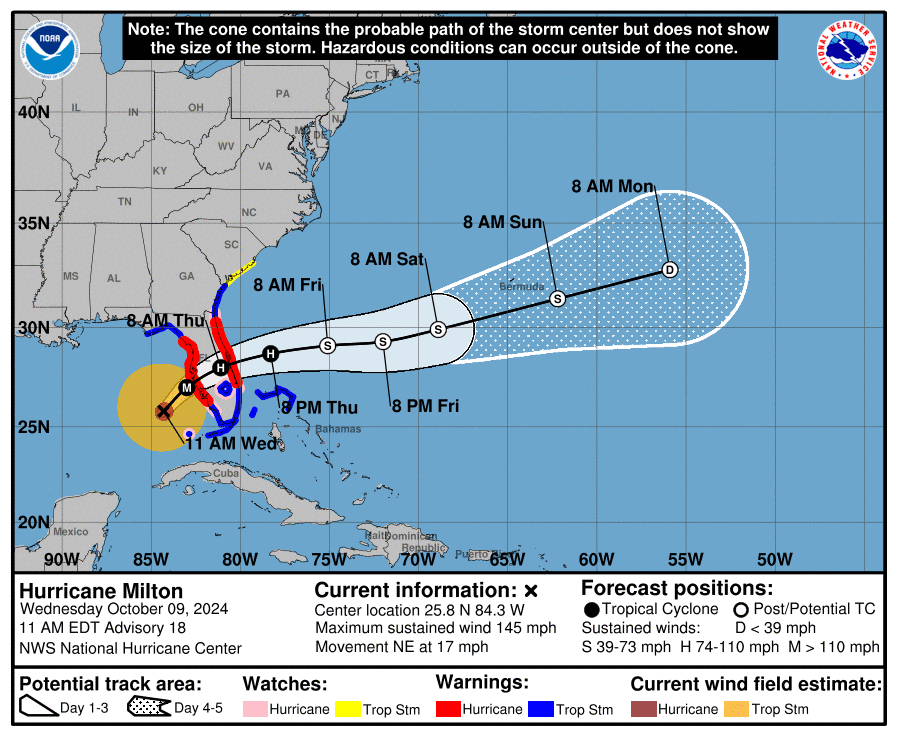 NOAA: Hurricane Milton Projected Path To Florida, Spaghetti Models