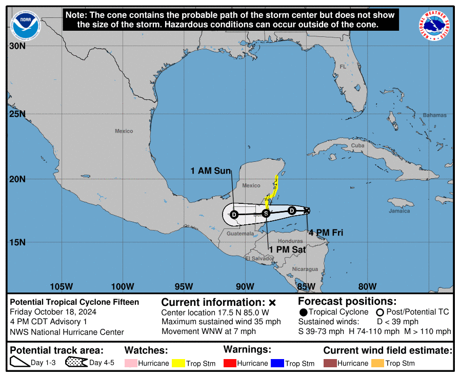 Potential Tropical Cyclone 15 Projected Path, Spaghetti Models