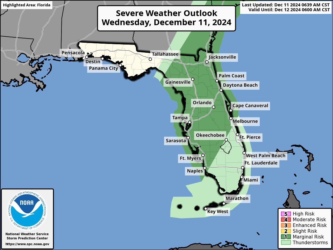 Severe Weather, Tornadoes Possible For Florida