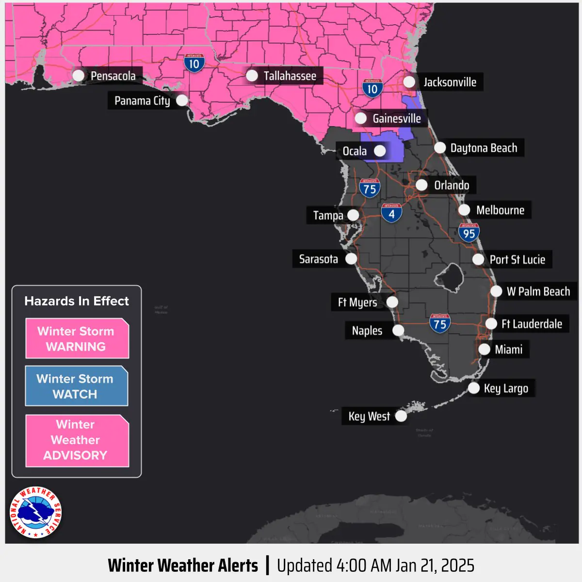 Winter Storm Warning For North Florida