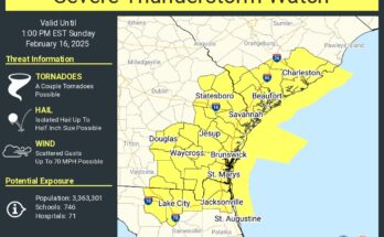 Severe Thunderstorm Watch For Northeast Florida,  Southeast Georgia