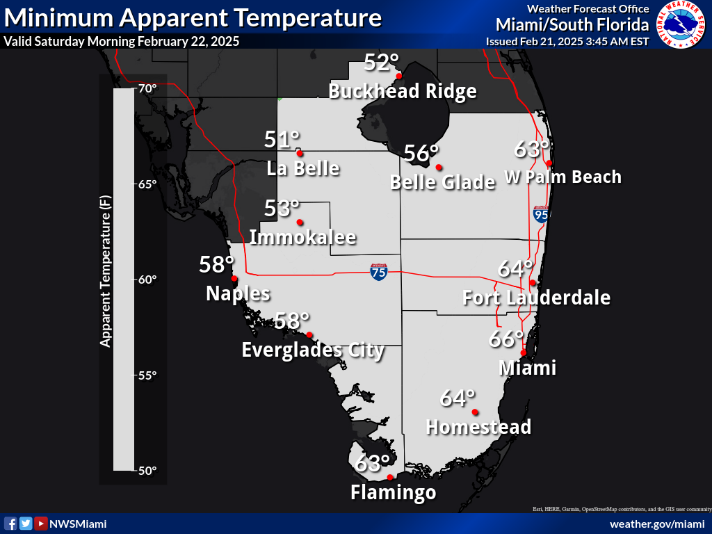 National Weather Service Miami South Florida Low Temperatures 