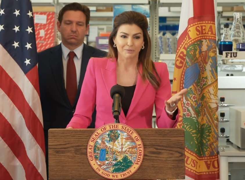 Florida First Lady Casey DeSantis hinted at a possible run for governor in 2026 during a press conference with Florida Governor Ron DeSantis announcing cancer research funding at Florida International University on Friday,