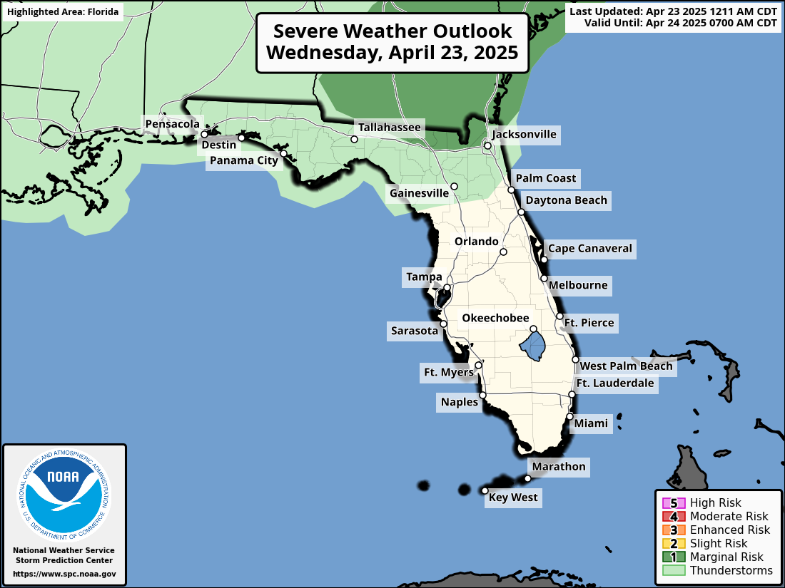 Severe Thunderstorm Risk, Hail For North Florida