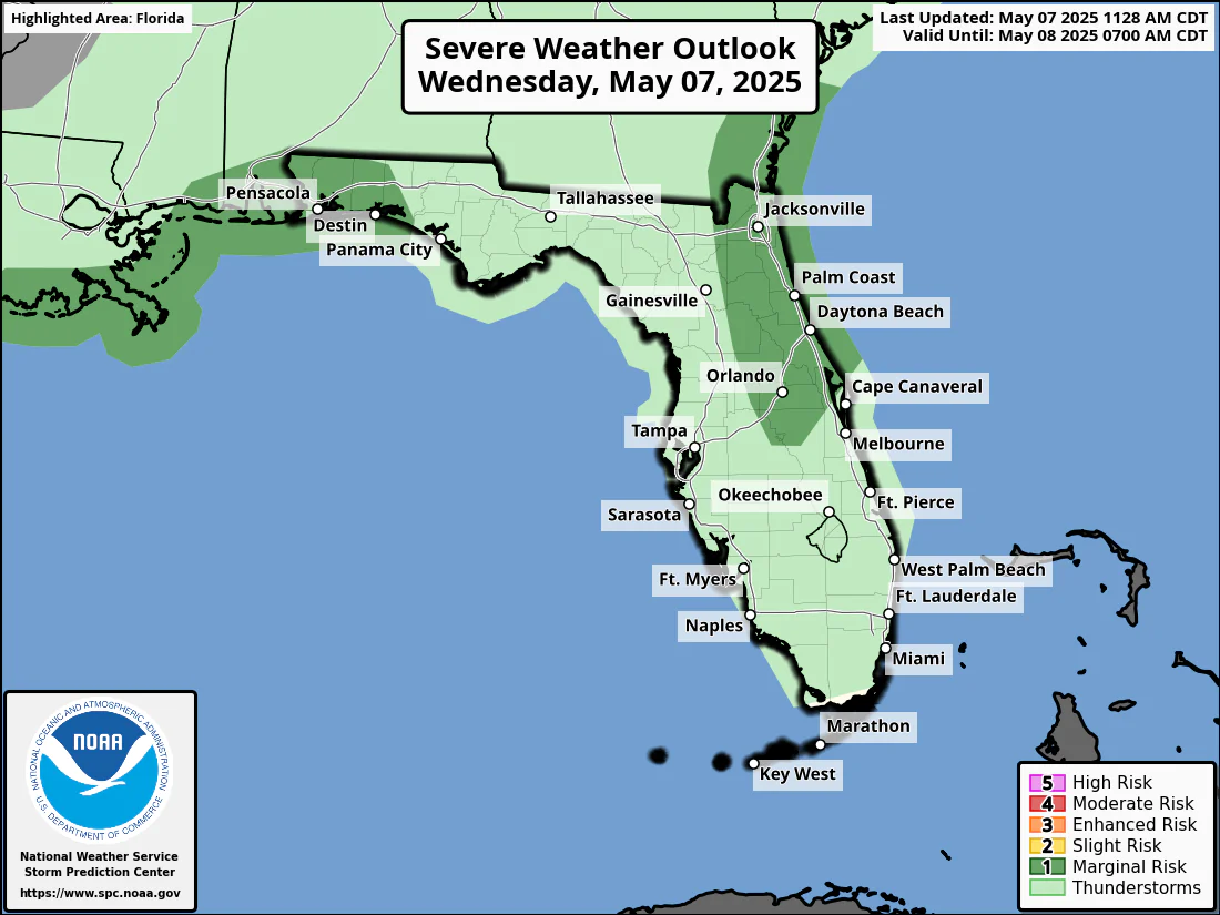 Severe Thunderstorm Risk For North Florida Wednesday