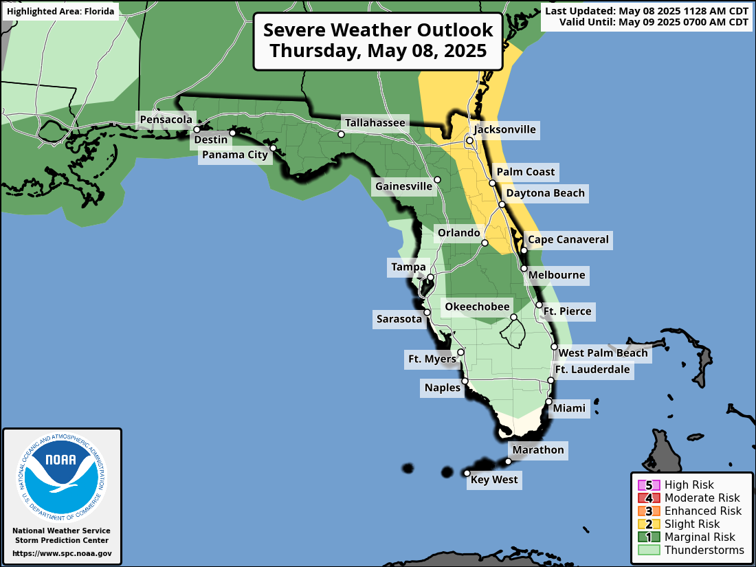 Severe Thunderstorm, Hail Risk For North Florida