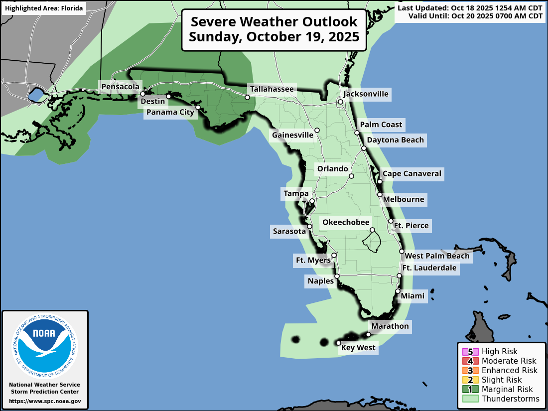 Severe Thunderstorm, Tornado Risk For Florida Panhandle