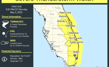 Severe Thunderstorm Watch For Parts Of Florida