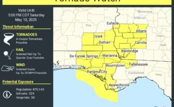 Tornado Watch Issued For Florida Panhandle