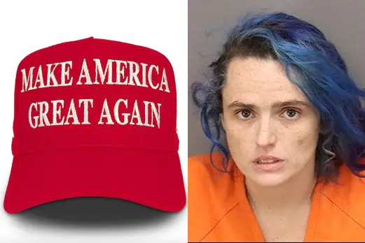 Florida Woman Laura Garrett, 33, was arrested for allegedly attacking an elderly man because he was wearing a MAGA hat. Credit: Pinellas County Jail booking photo.