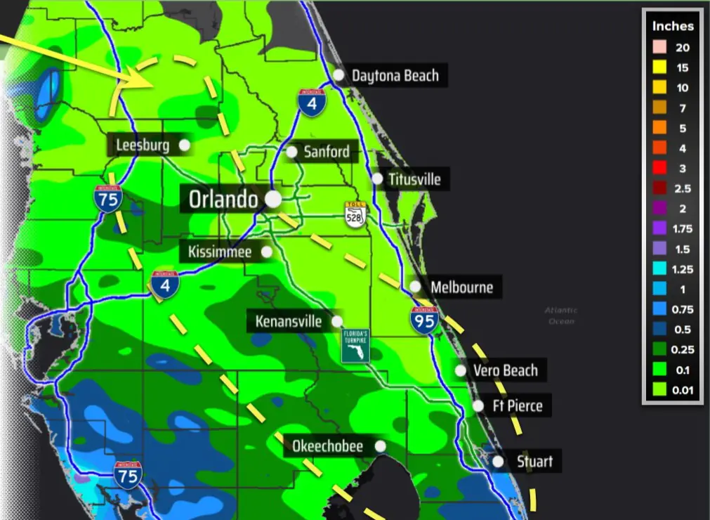 National Weather Service Central Florida Rain Chances Map Sunday, June 22, 2025