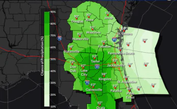 Strong Thunderstorms, Heavy Rainfall For North Florida