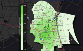 Afternoon Thunderstorms, Gusty Winds For North Florida