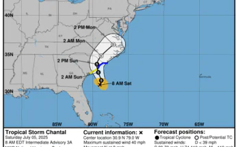 NOAA: Tropical Storm Chantal Projected Path To South Carolina, Spaghetti Models