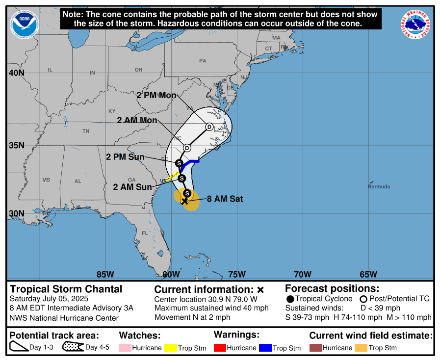 NOAA National Hurricane Center Tropical Depression Three 2025 Projected Path