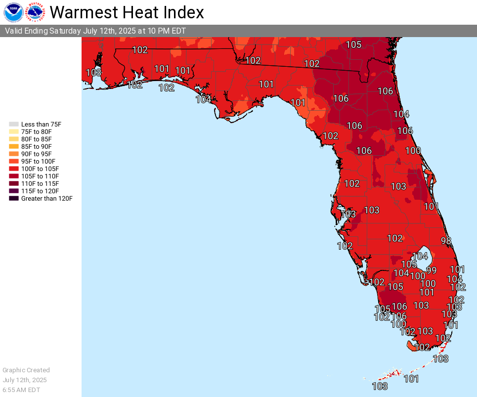 National Weather Service Heat Indices for Florida