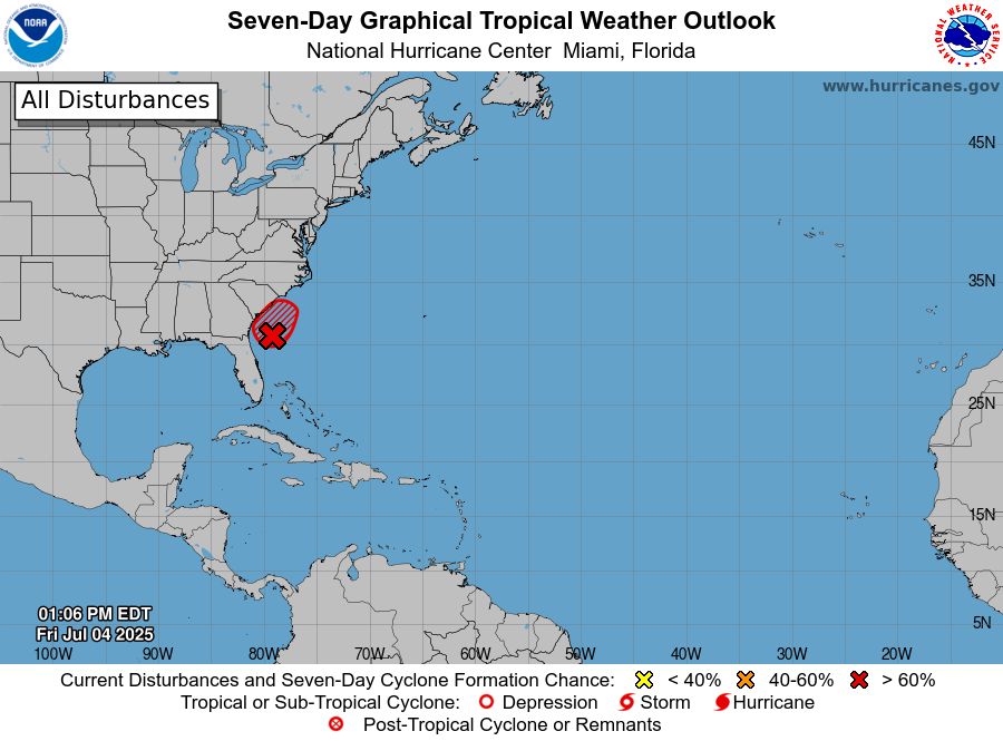 NOAA National Hurricane Center Invest 92L 2025 Projected Path