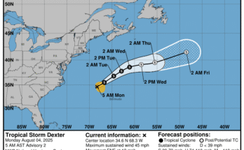 NOAA: Tropical Storm Dexter Projected Path, Spaghetti Models