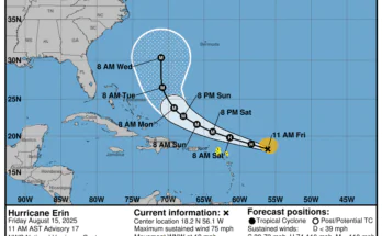 NOAA: Hurricane Erin Projected Path Near Puerto Rico, Spaghetti Models