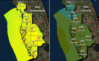 Thunderstorms For Tampa Bay, Southwest Florida