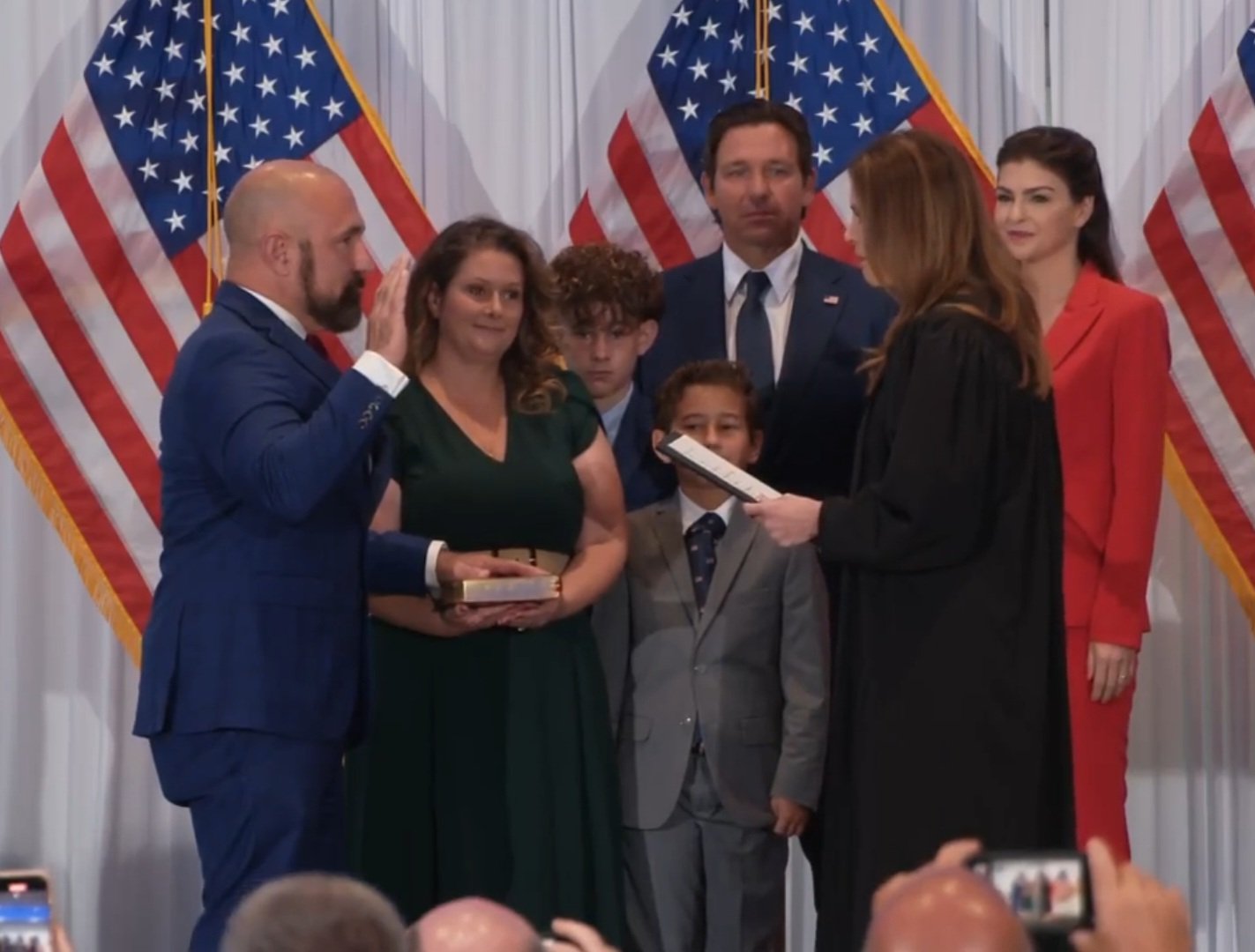 Jay Collins is sworn in as Lieutenant Governor of Florida during a press conference in Tampa. Credit: Florida Governor Office