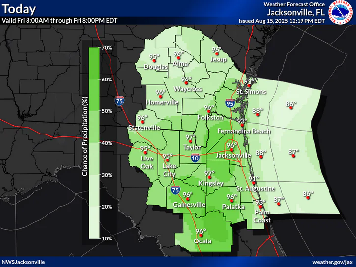 Thunderstorms, Heat Advisory For North Florida