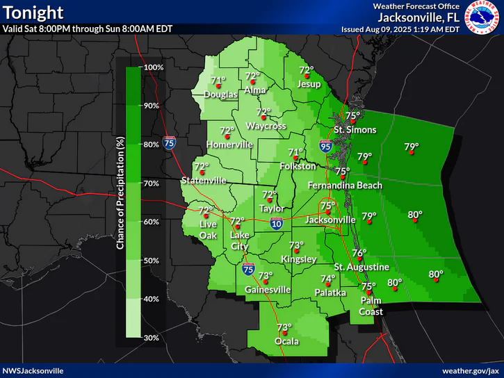 Heavy Rain, Flood Risk For North Florida