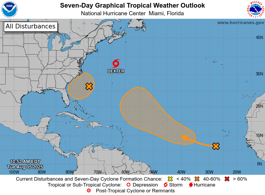NOAA National Hurricane Center Tropical Weather Outlook for August 5, 2025.