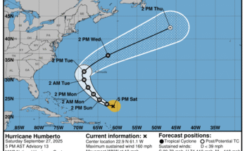 NOAA: Category 5 Hurricane Humberto Projected Path, Spaghetti Models