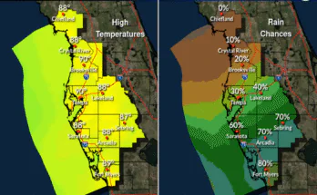 Thunderstorms for Southwest Florida, Tampa Bay