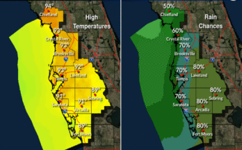 Scattered Thunderstorms for Tampa Bay, Southwest Florida