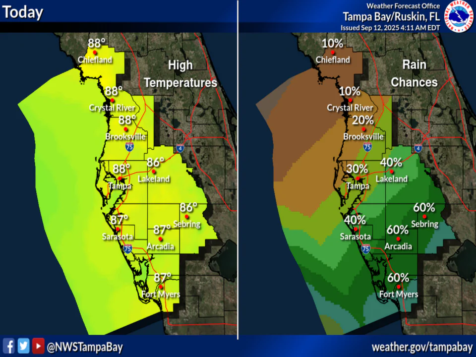 Thunderstorms for Southwest Florida, Tampa Bay