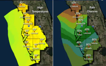 Rain, Thunderstorms for Tampa Bay, Southwest Florida