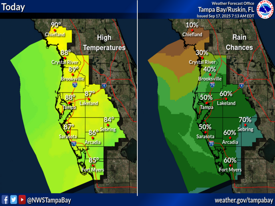 Afternoon Thunderstorms for Southwest Florida, Tampa Bay